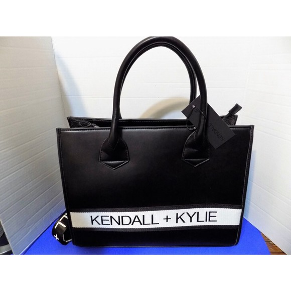 NEW Kendall + Kylie Black Handbag Tote Bag Removable Strap Purse Faux Leather - Picture 10 of 10